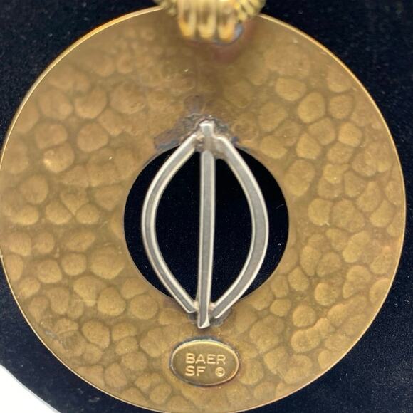 Baer SF Vintage Marjorie Baer Of San Francisco‎ Mixed Metal Hammered Pendant VTG - Picture 3 of 6